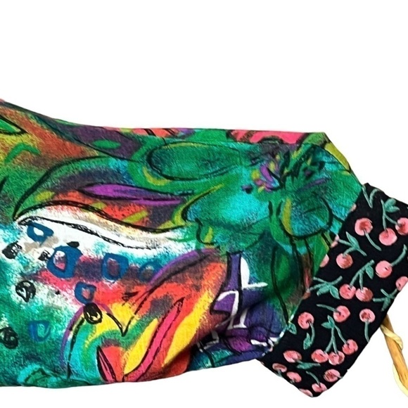 Vintage unique CAROL Little asymmetric multi print ruffle and beaded top. Size 4 - Picture 5 of 14